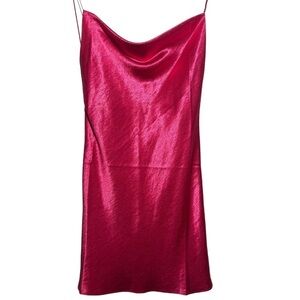 AKIRA Satin Pink Slip Dress, Size S - 90s-Inspired Party Chic, Mini Dres…